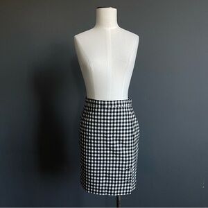 Alan Austin Gingham Wool Pencil Skirt Made in Italy | XS S Chanel-Inspired